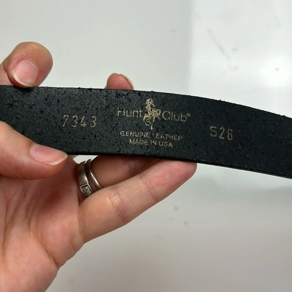 Hunt club black leather belt‎